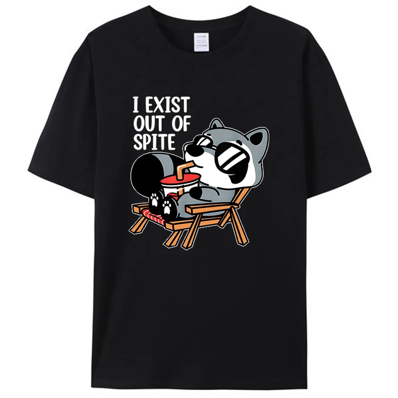 

I Exit Out Of Spite Funny Raccoon Humor Vintage Women Men's T-Shirt Clothing Graphic Casual Tee Shirts Tops Novelty Gifts