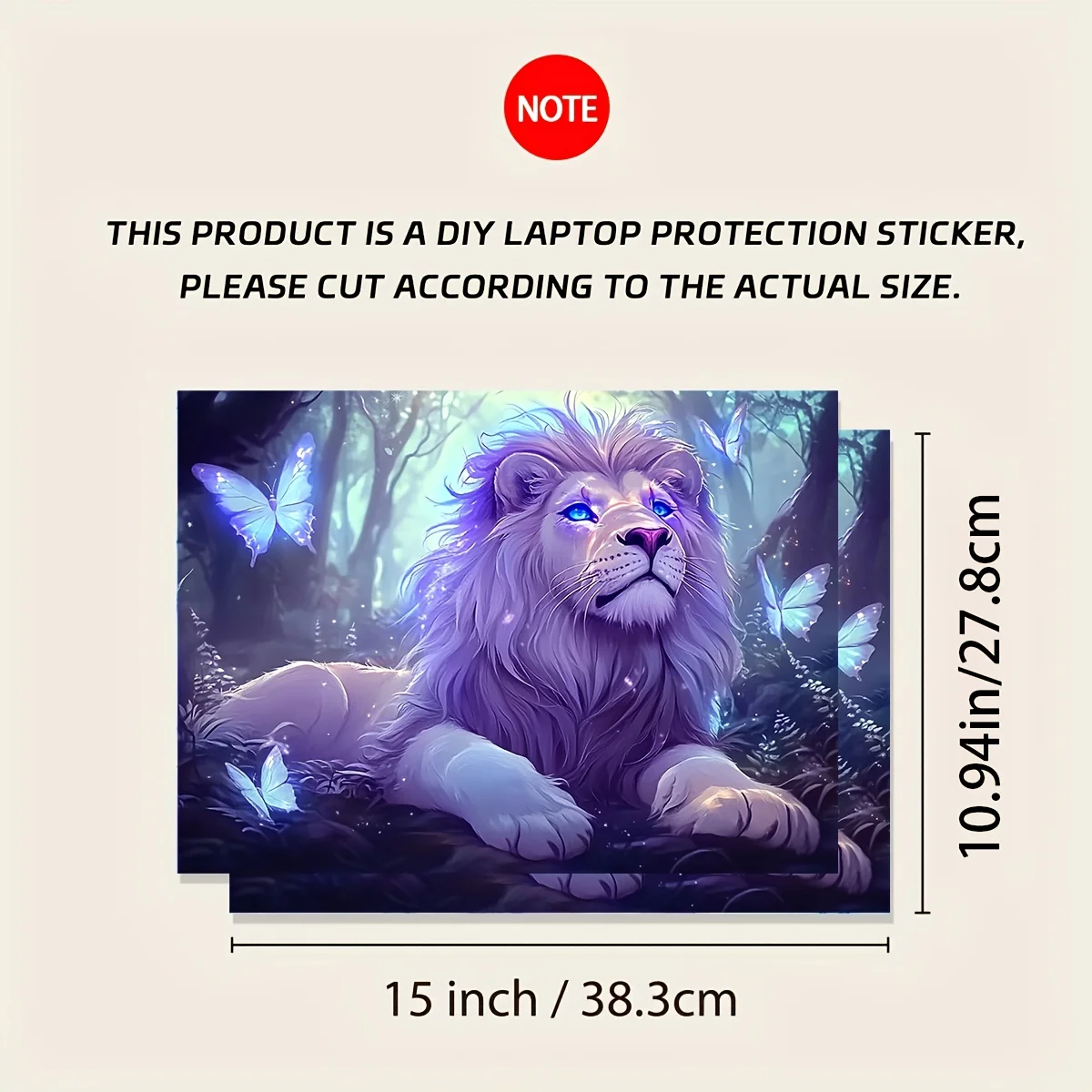 Lion Art Vinyl Laptop Skin Stickers - Scratch resistant decals, majestic blue eyes and butterfly design suitable for all laptops