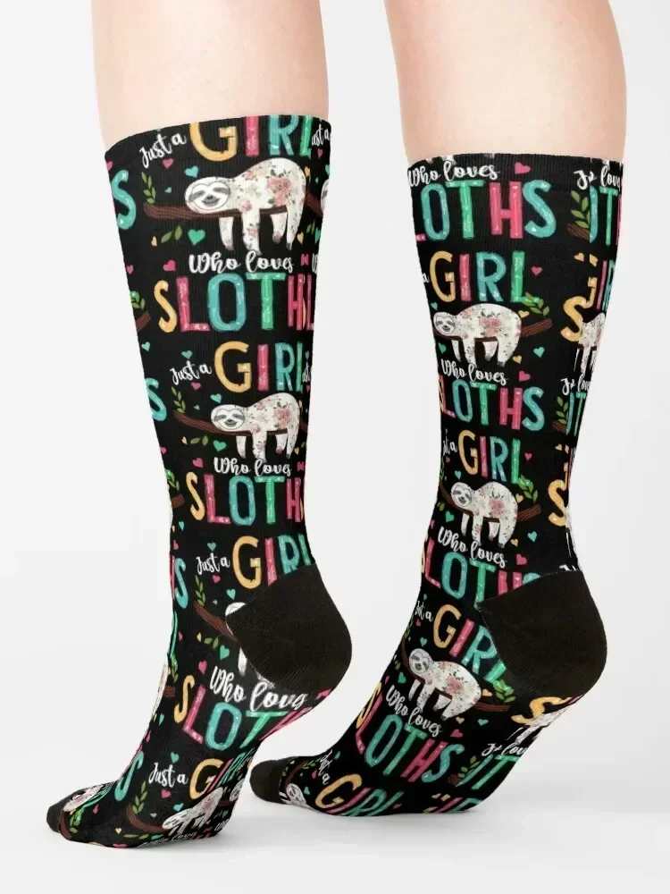 Just a Girl Who Loves Sloths Funny Sloths Lover Gifts Socks happy designer luxe christmas stocking Socks Female Men's