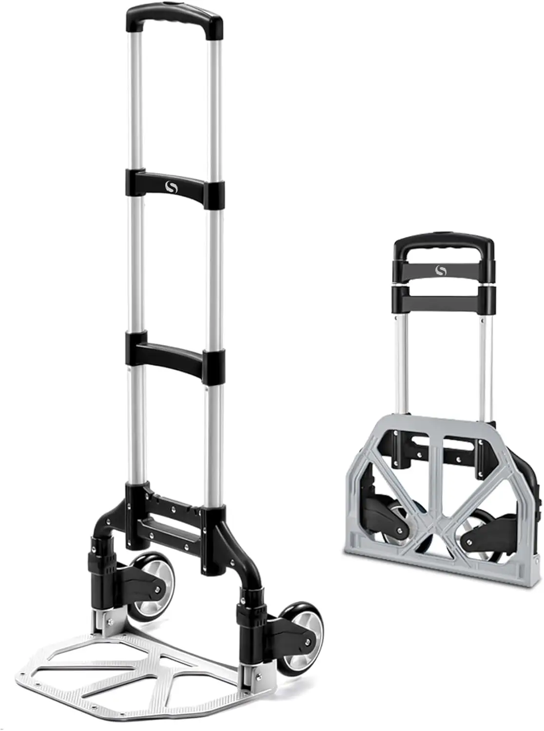 

Folding Hand Truck, Dolly Cart with Wheels Foldable, Lightweight Aluminum Luggage Cart Portable Collapsible Trolly for Utility C