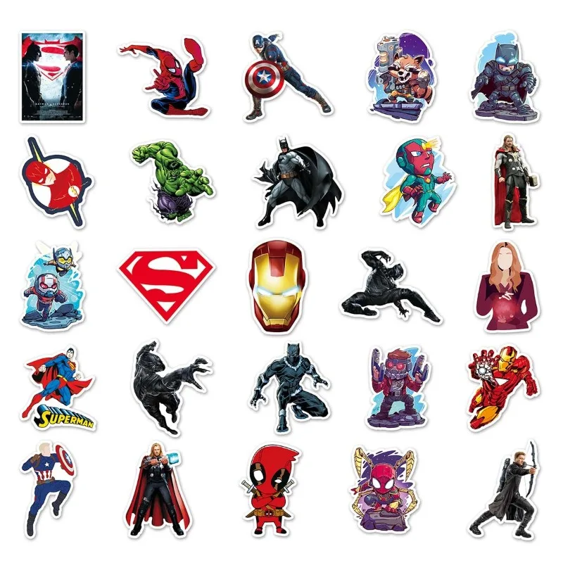 Autocollant créatif de dessin animé Superman Batman, série DC Justice League, tasse d'eau, Skateboarder, grand livre, décoration d'album