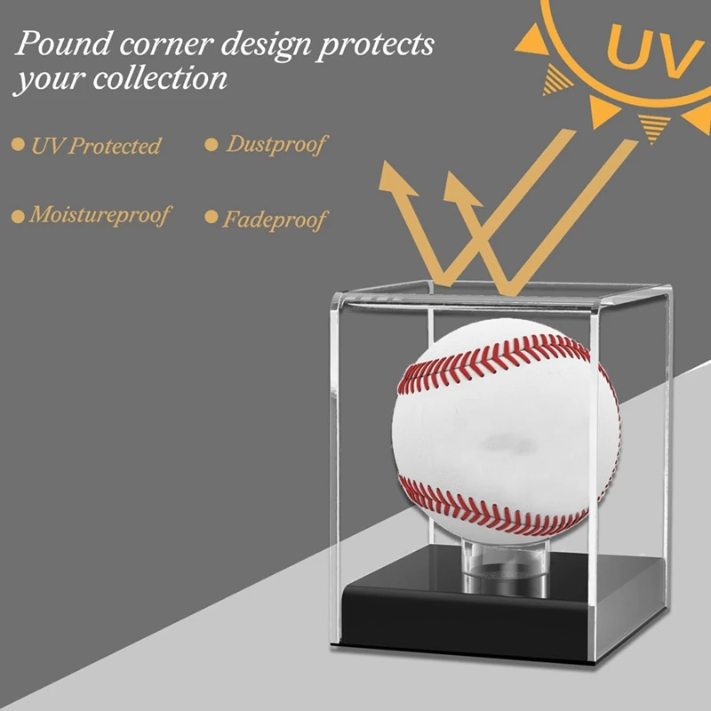 Baseball Display Case,Acrylic UV Protected Acrylic Baseball Display Square For Autographed Baseball,Memorabilia Baseball Durable