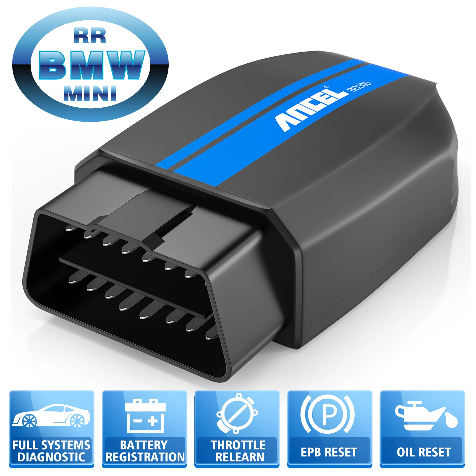 ANCEL BD300 Bluetooth 5.0 OBD2 Scanner Full System for BMW/Mini ABS SRS Airbag TPMS Oil Reset Diagnostic Tool Code Reader