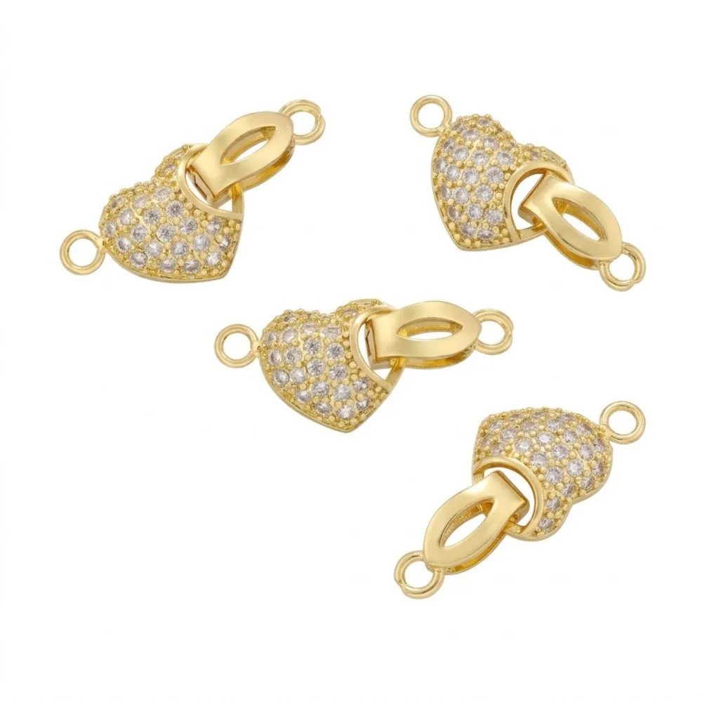 18K Gold Plated Pearl Clasps DIY Jewelry Accessories Inlaid Zircon Pearl Clasps Connectors Fastener For Necklace Making Findings image 4
