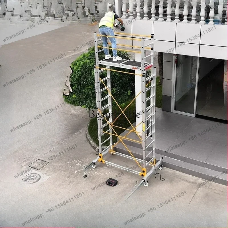 X4  Aluminum alloy telescopic scaffolding lift folding mobile climbing ladder aerial work platform cloud ladder ladder