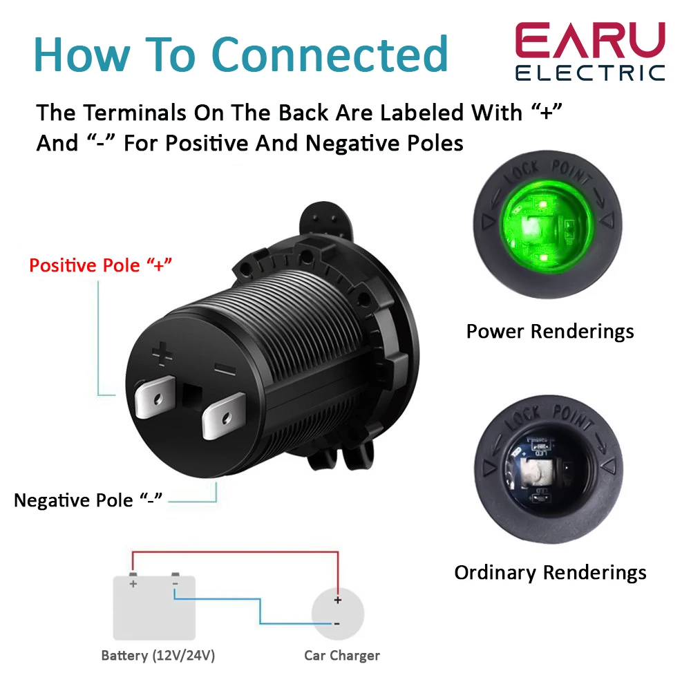 

Car Cigarette Lighter Socket 12V-24V Waterproof Plug Power Outlet Adapter for Marine Boat Motorcycle Truck RV ATV with Wire D5