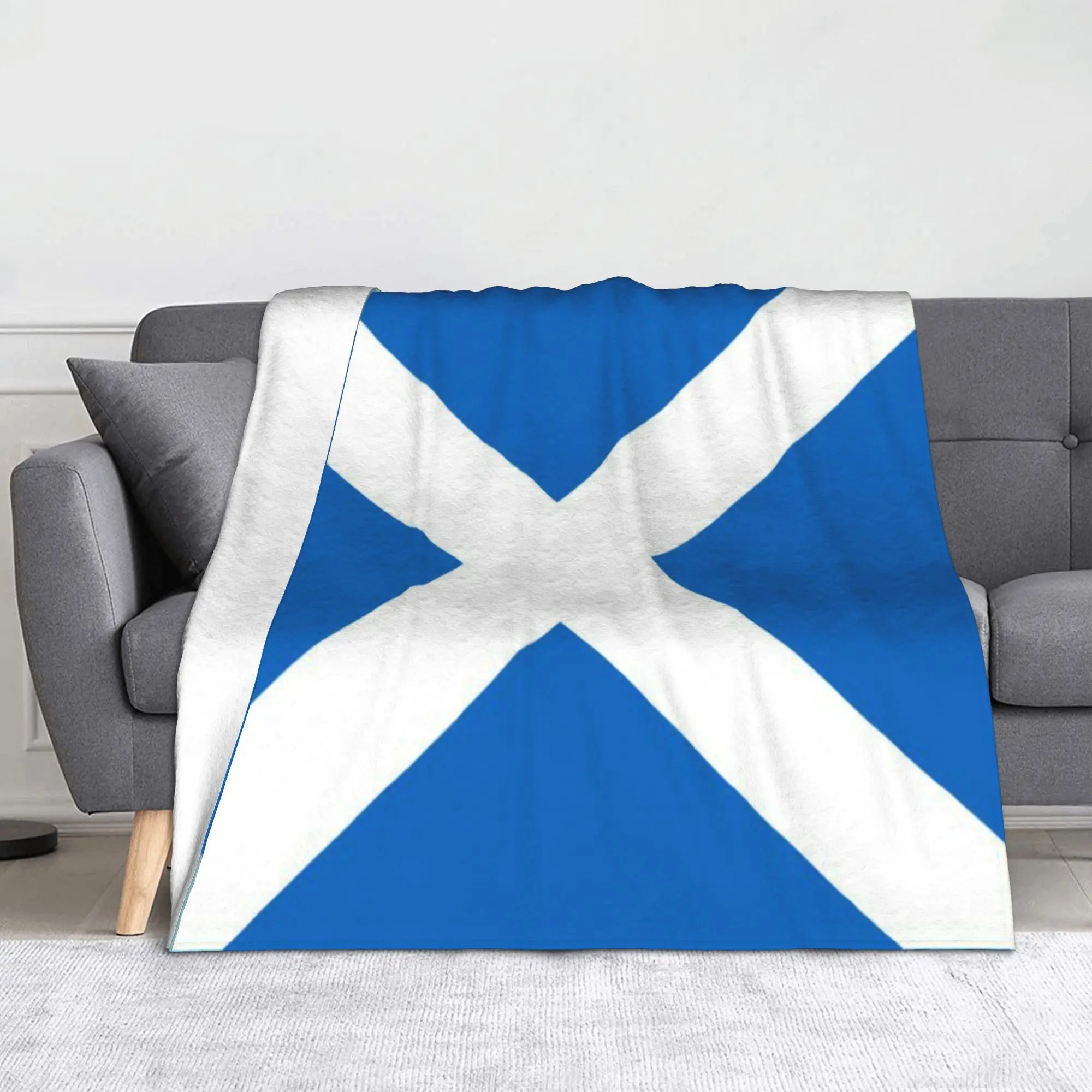Scottish Flag Scotland Saint Andrew's Cross Scottish Pride Throw Blanket Premium Flannel Fleece Bed Blanket Cozy Plush Blankets
