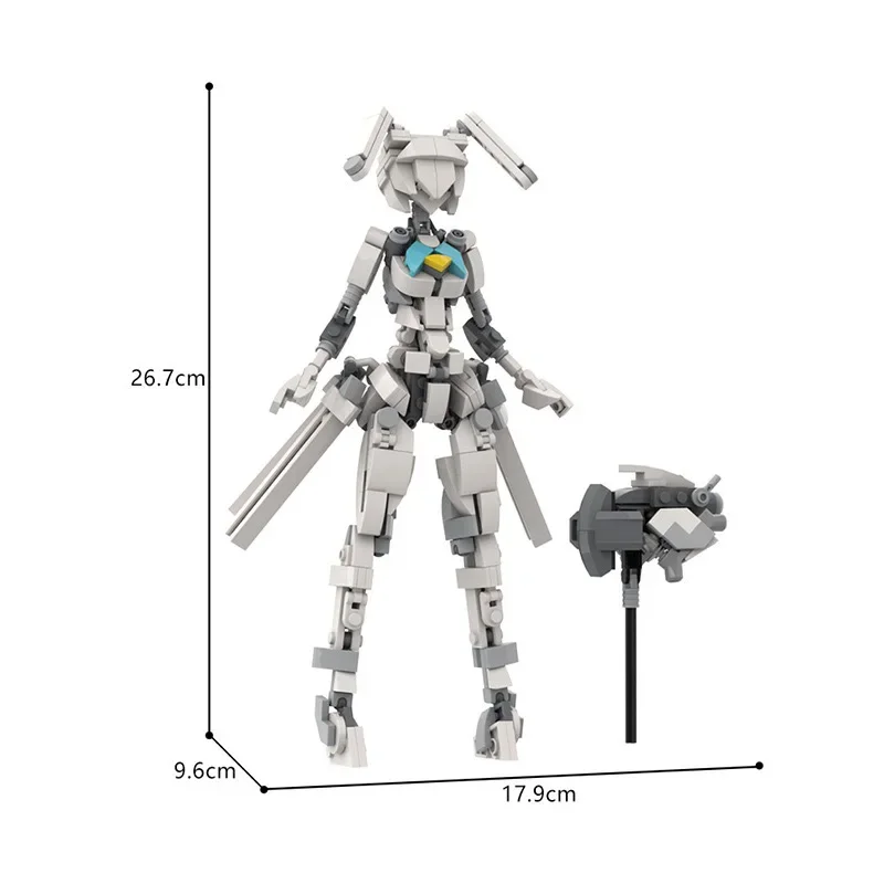 Bunnyed girl robot female mecha Building block children\'s DIY puzzle toy decoration model gift