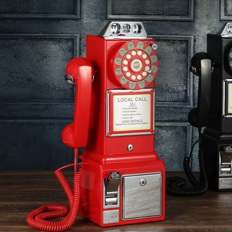 Retro Decorative Telephones Vintage Wall Hanging Phone Storage Photo Old Telephone Bedroom Wired Decoration Phones Vintage Decor