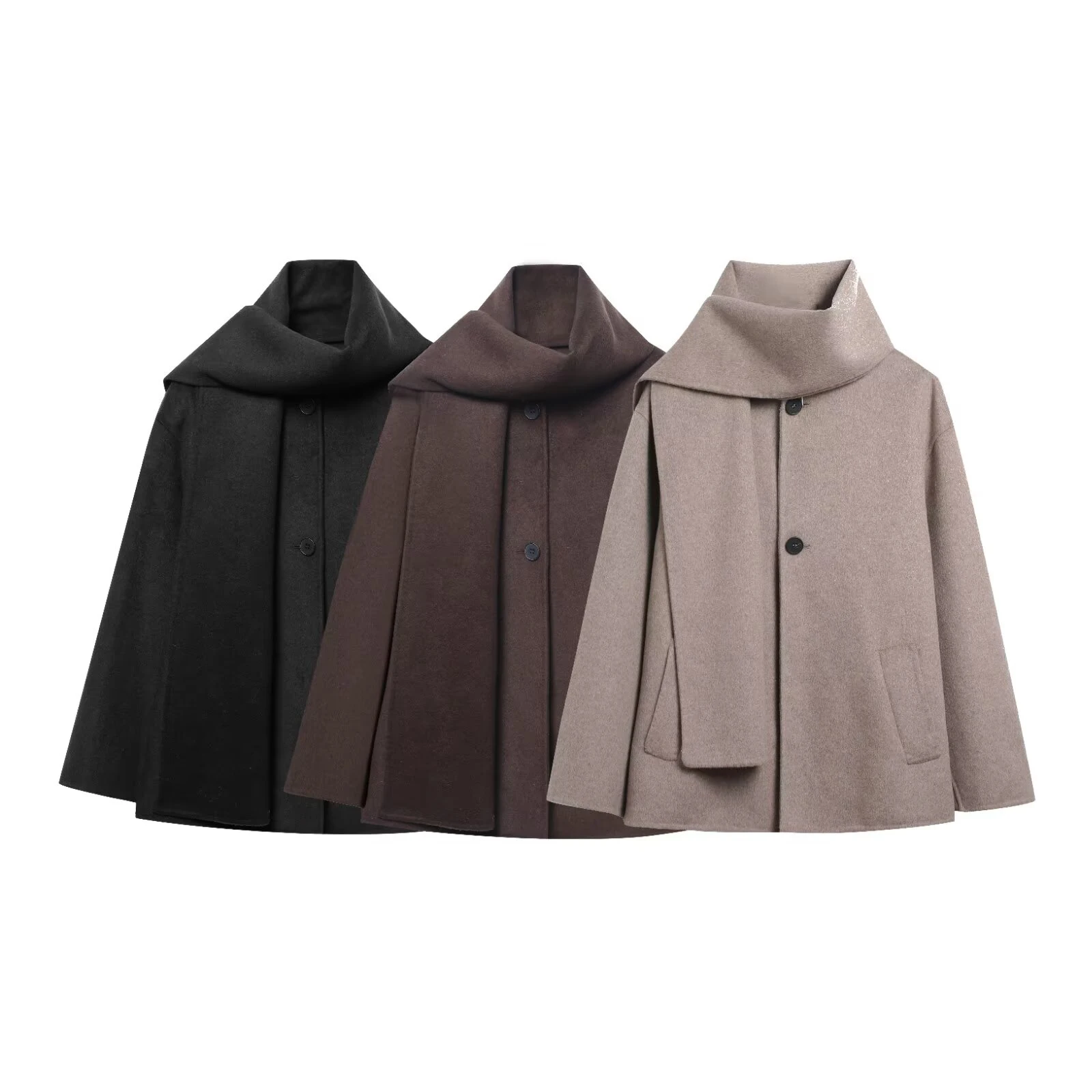 European and American style foreign trade women's clothing new 2025 fashion versatile scarf short coat jacket