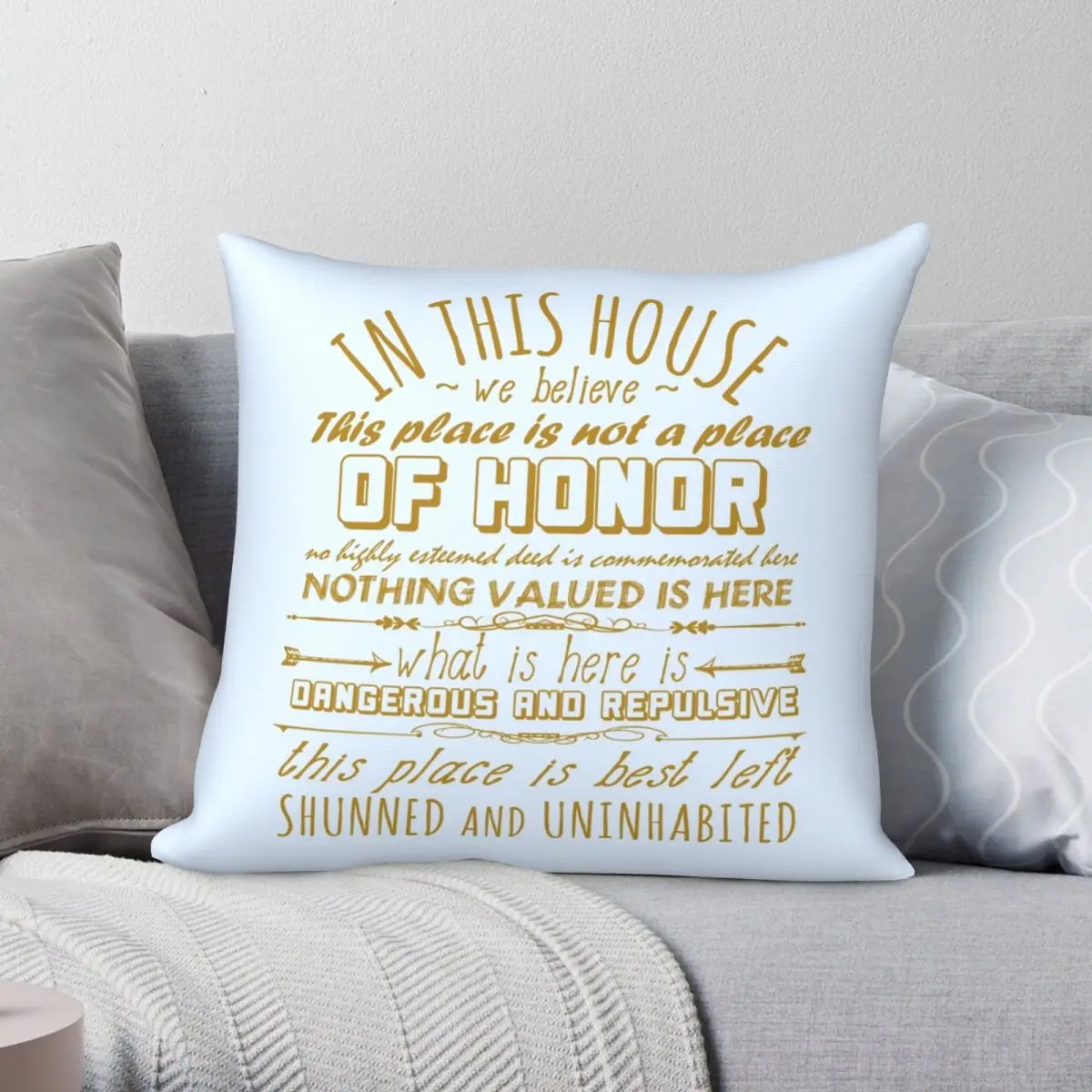 Not A Place Of Honor Pillowcase Polyester Linen Velvet Printed Zip Decor Sofa Seater Cushion Cover