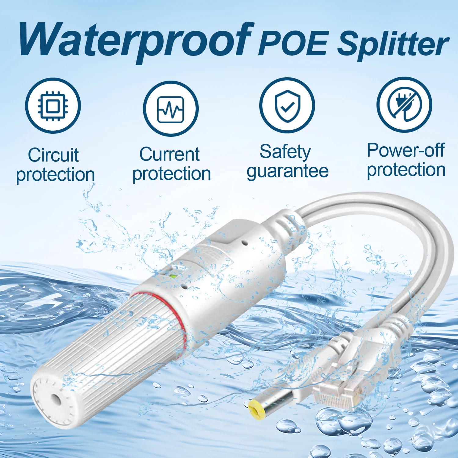 Imagem -04 - Poe Splitter 48v a 12v Adaptador à Prova Dágua dc Ativo Separador Adaptativo Módulo de Alimentação do Cabo Injetor para 100m ip Câmera 1.2a