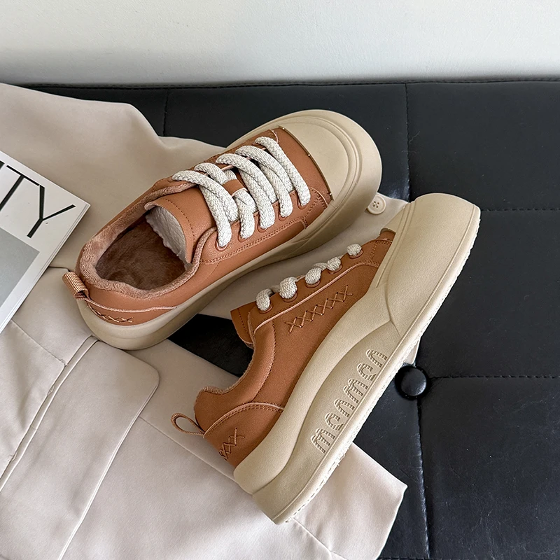 冬暖かい女性ブーツ厚い底フリースチャンキースニーカーカジュアルスポーツプラットフォームシューズファッションノンスリップフィットネスレディーストレーナー