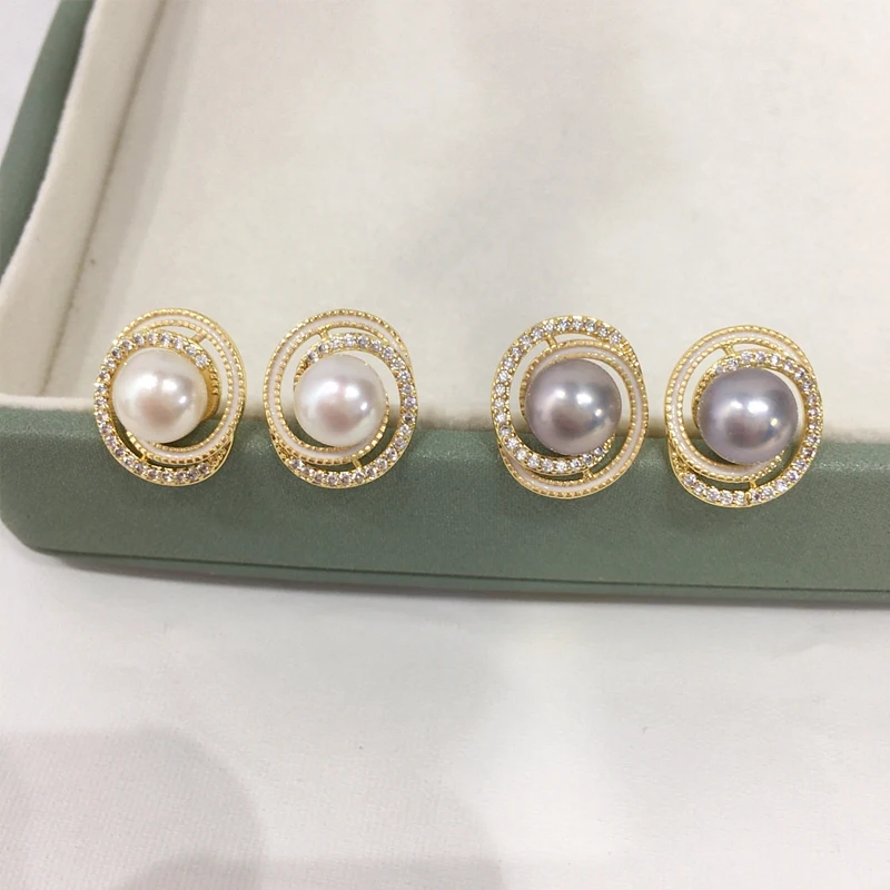 ZHBORUINI Natural Freshwater Pearl Earrings With 14K Gold-Plated French Elegant High Quality Color Retention Earrings For Women