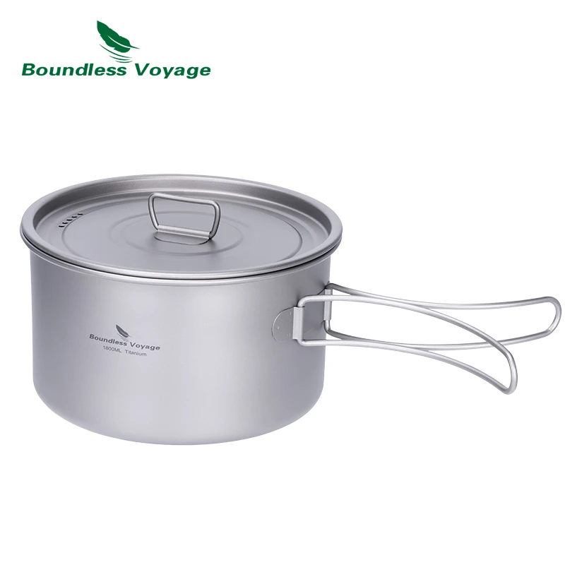 Boundless Voyage 1.2L 1.8L 2.4L Titanium Pot 0.7L Camping Kettle Cookware Outdoor Portable Stackable Ultralight Cooking Mess Kit