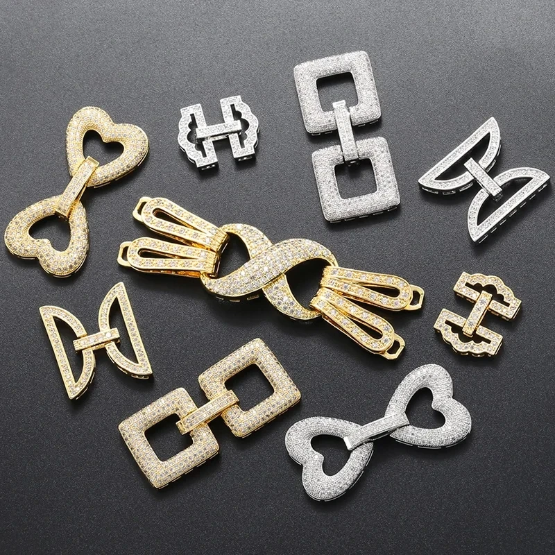 ZHUKOU clasp hooks for jewelry making supplies square Cubic zirconia hooks accessories Bracelet jewelry material wholesale VK182