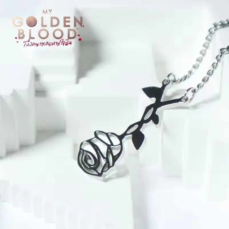 Thai TV Series My Golden Blood JossGawin Cosplay Necklace Titanium Steel Rose Pendant Cosplay Accessories Gifts