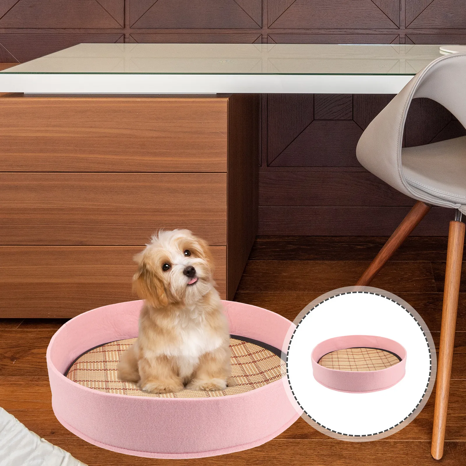 

Летний охлаждающий коврик для домашних животных из войлока и соломы: дышащая, легкая, складная лежанка-гнездо для собак и кошек, удобная охлаждающая подстилка для сна