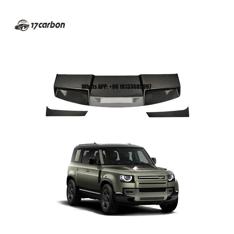 Carbon Fiber 3K Twill Single Deck Polished Finish Roof Wing Spoiler Kits for Land Rover Defender 110