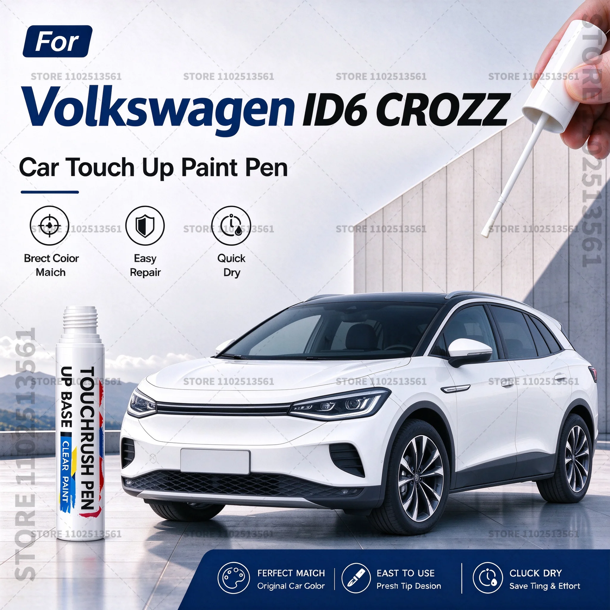 Car Scratch Remover Paint Pen Touch Up Marker for Auto Body Repair Door Bumper Fender Accessories For Volkswagen ID6 CROZZ White