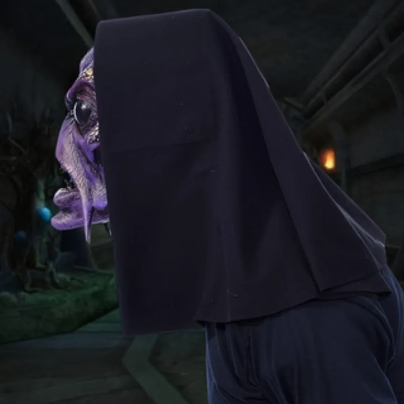 Spaventoso maschera da strega aliena horror viso viola streghe alieni maschera da strega vestito operato costume di carnevale di Halloween festa cosplay prop