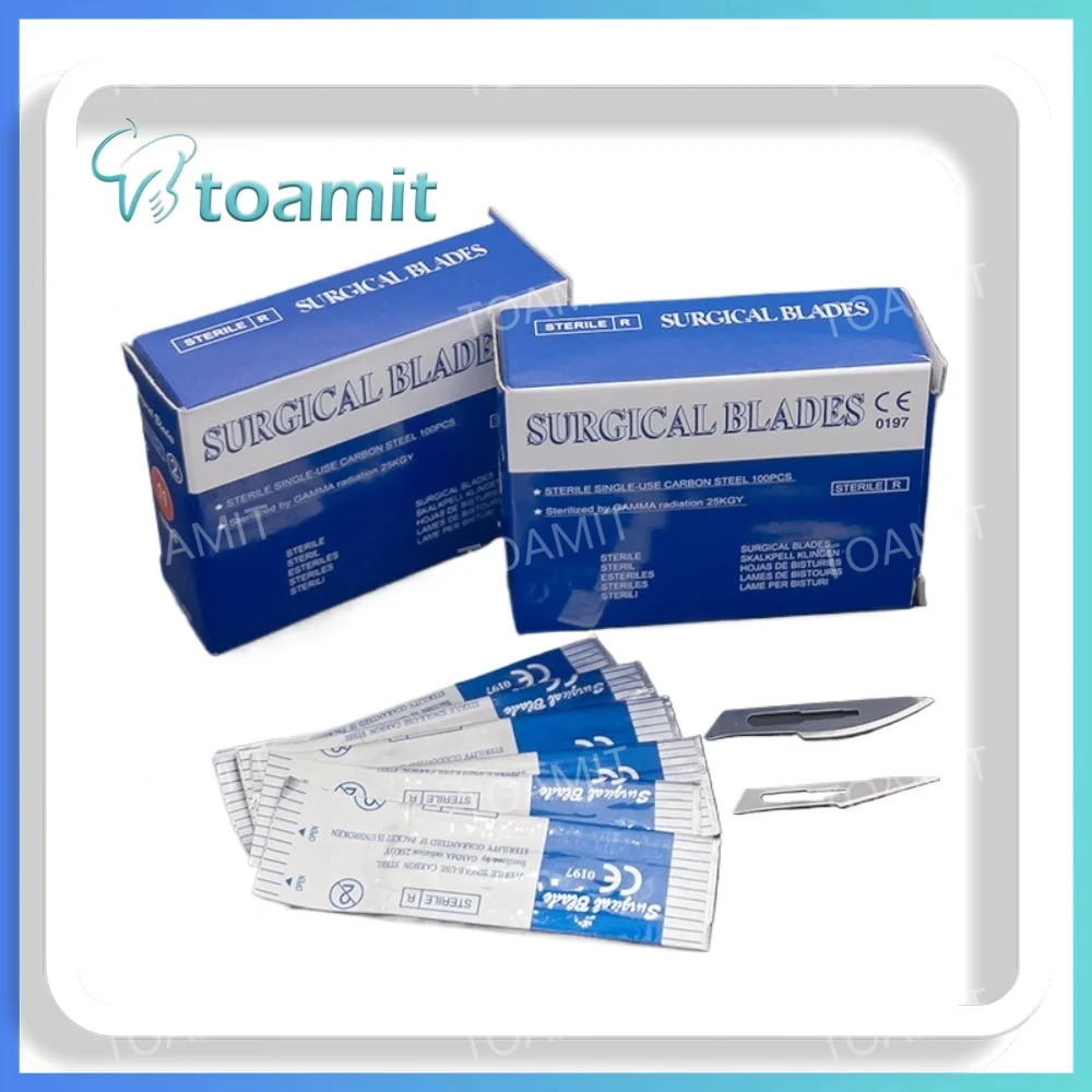 

100pcs/box Disposable Surgical Blades, Sterile Carbon Steel Scalpel for Medical Dental Procedures, Model Engraving & DIY Crafts