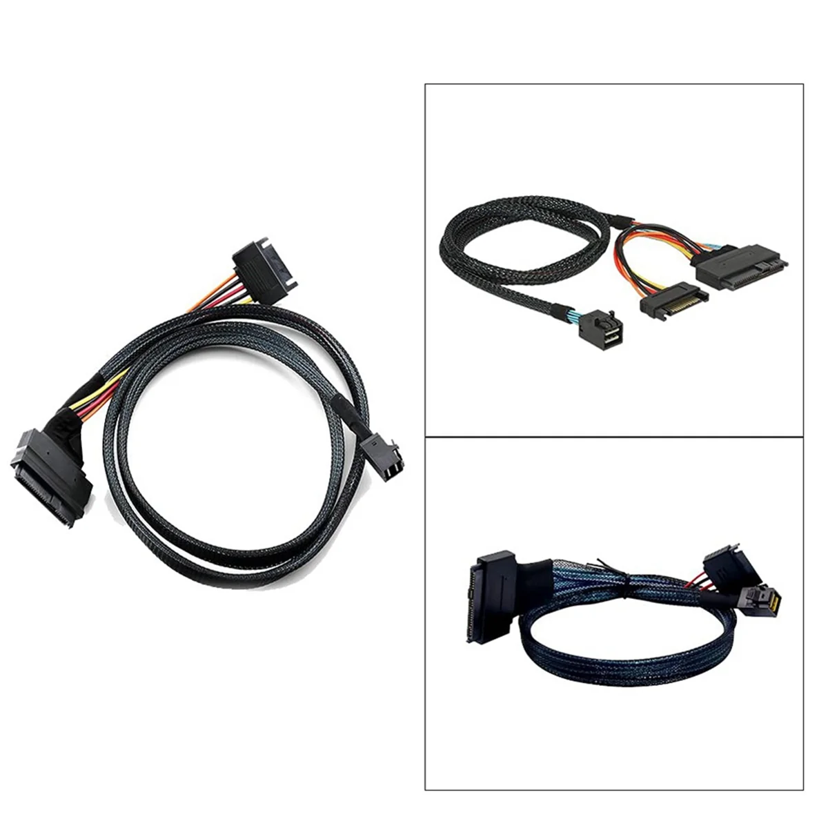 كابل مدمج 12G Mini SAS HD إلى U.2 36P SFF-8643 إلى SAS U.2 SFF-8639 مع مصدر طاقة SATA 15Pin، مناسب لـ U.2 SSD