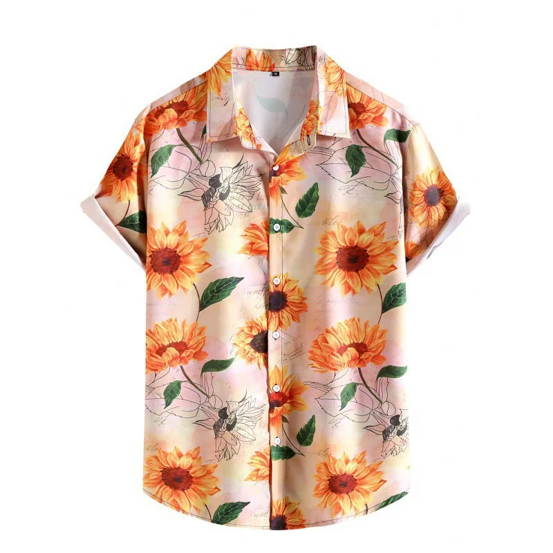 Chemise florale hawaïenne à manches courtes pour hommes et femmes, t-shirts de vacances de plage, chemisier à revers cool, vêtements d'été, impression Y-3D