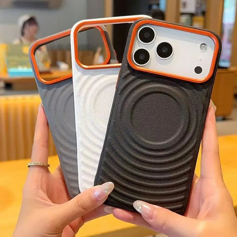 حافظة جلدية مغناطيسية بنمط تموج لهاتف آيفون 17 برو ماكس اير 17 16E 16 Plus 15 غطاء هاتف حماية كاملة للشحن اللاسلكي #1