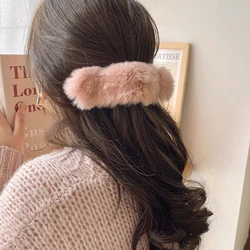 16cm Rex Rabbit Hair Clip Black Pink Large Size Hairpin Barrettes For Women Girls Ponytail Temperament Clamps Hair Accessories