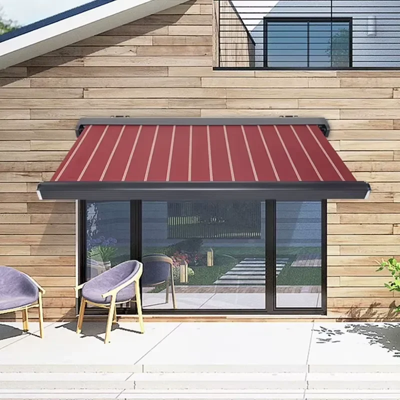 Modern Aluminum Full Box Electric Awning with Polyester Canvas Remote Control Outdoor