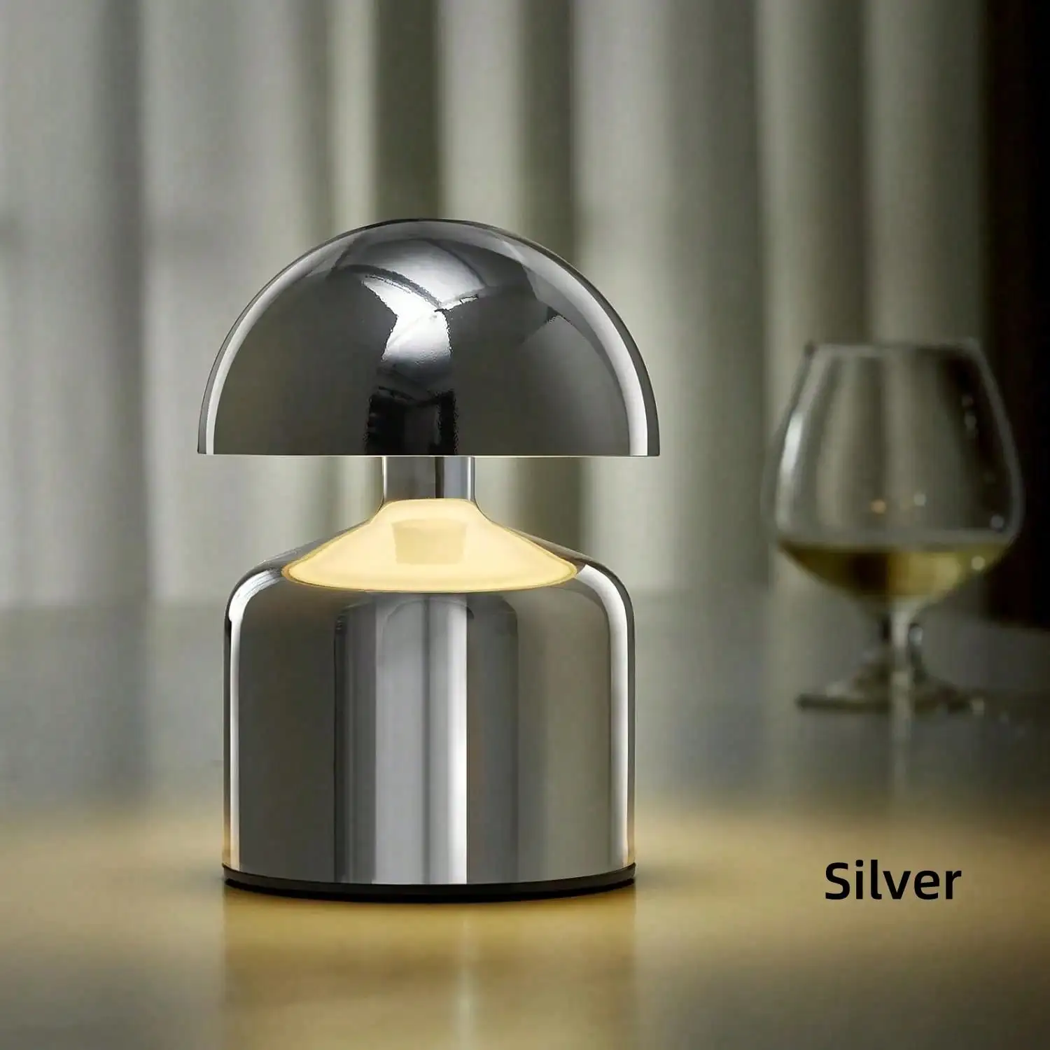 Lampada a fungo senza fili da 1 pezzo: controllo touch, dimmerabile, ricaricabile tramite USB, lampada da comodino/scrivania portatile