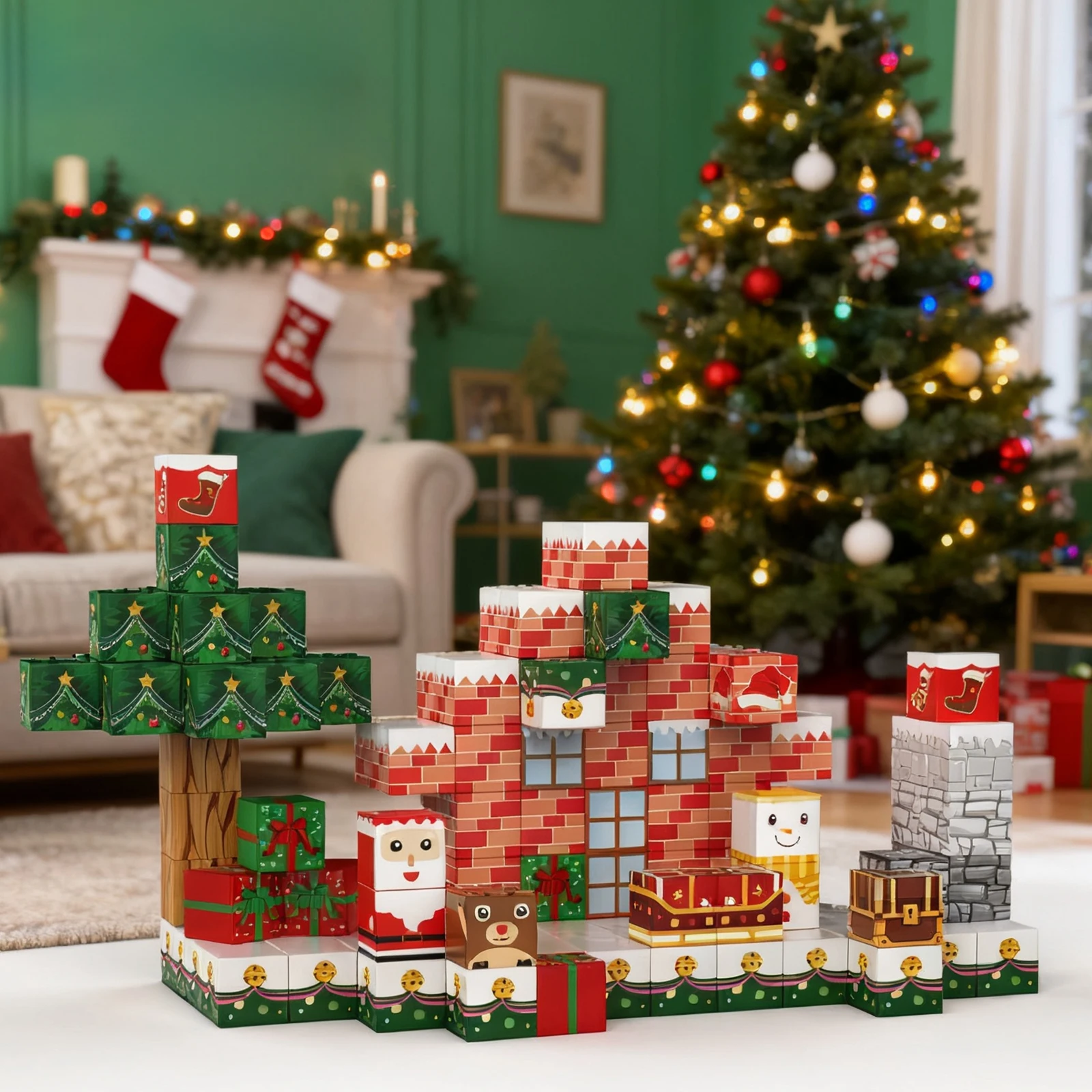 TOYLINX 154PCS Magnetische Blokken Stem Onderwijs Kit Speelgoed met Sneeuw Huis Building Set voor Kinderen Perfect Kerst/verjaardagscadeau