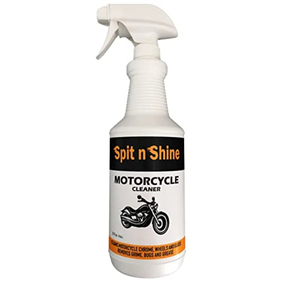 

Motorcycle Cleaner Spray 32 oz for Chrome Engine Windshield Paint Leather Vinyl Rubber Plastic - Cleans Shines Protects