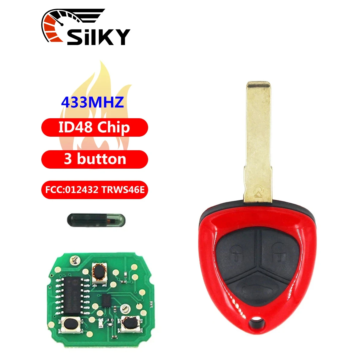 

SilKY Remote Smart Car Key 433MHZ Complete Key For Ferrari 458 Italia California 599 GTB Fiorano FF ID48Chip MQB System sip22