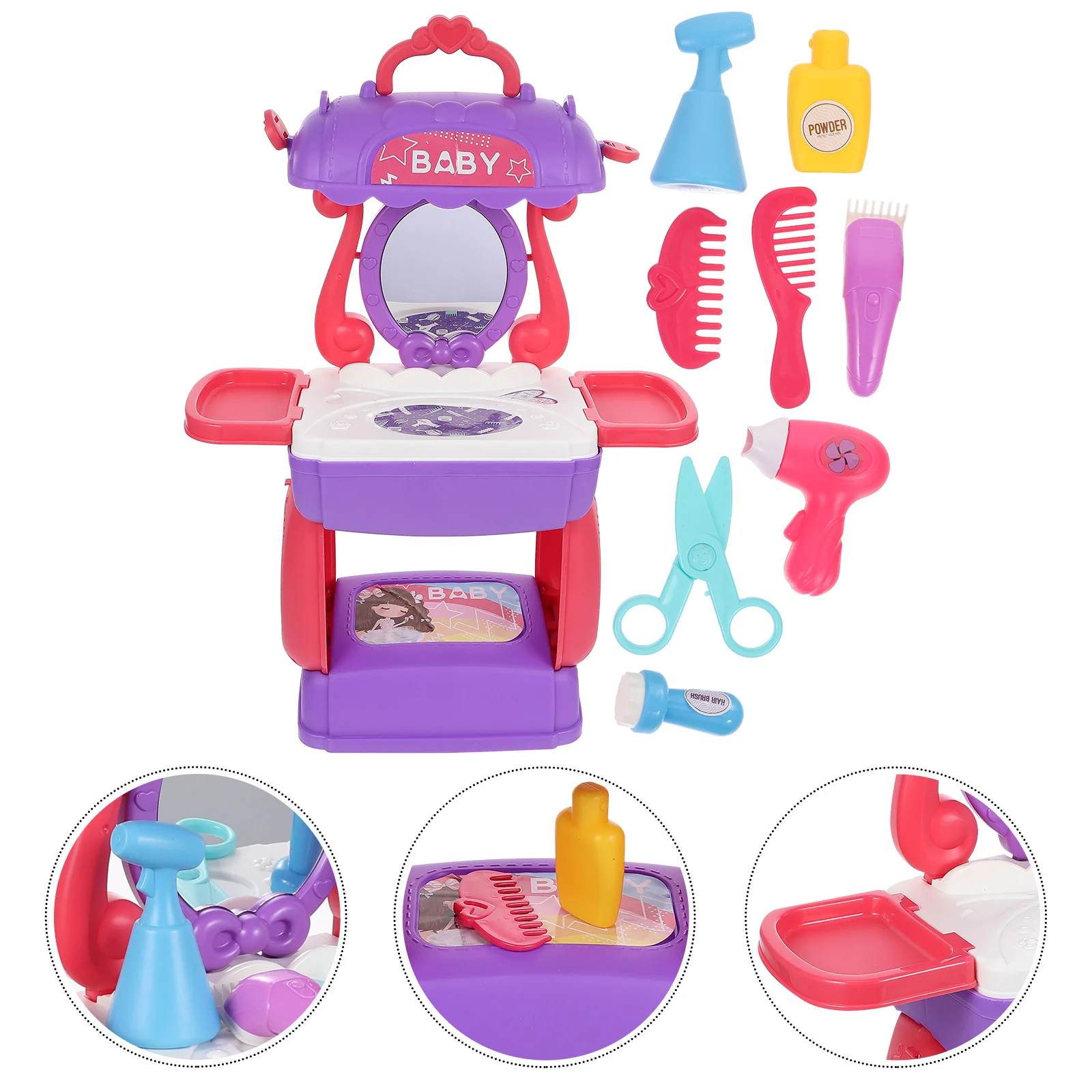 

1 Set Kids Pretend Play Hair Beauty Salon Playset Simulation Tools Educational Cognitive For Children Interactive Makeup Pretend