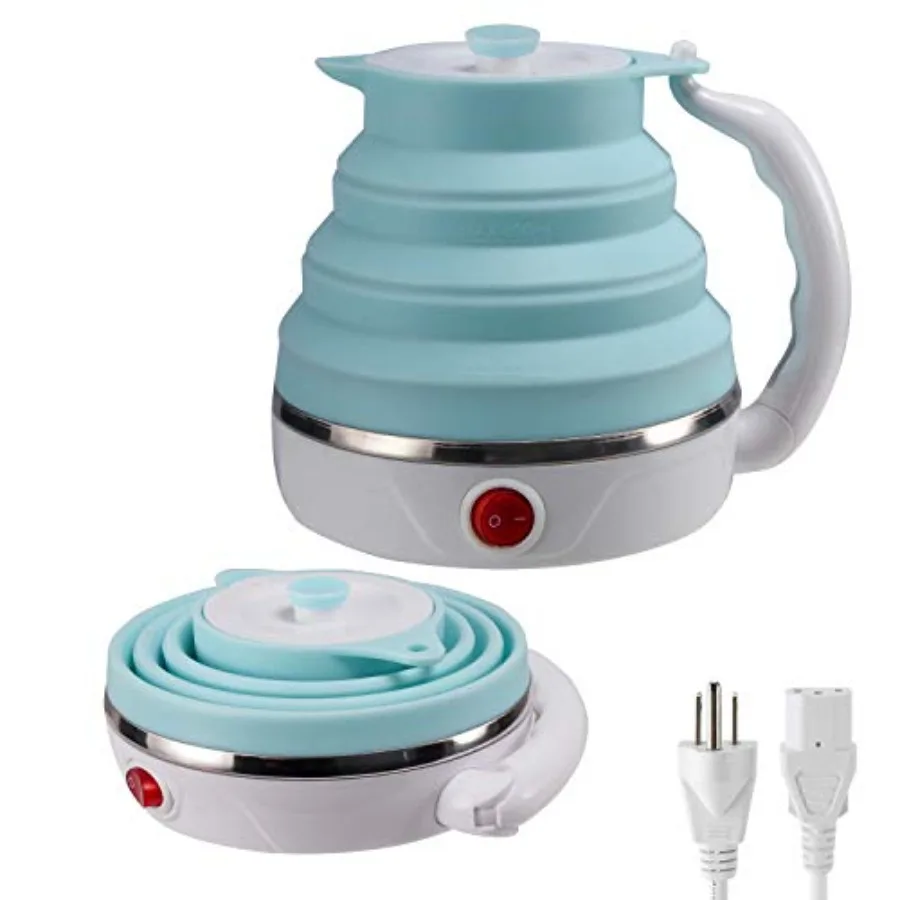 

Travel Foldable Electric Kettle, Collapsible Electric Kettle Food Grade Silicone Small Pot Boiling water, Dual Voltage 600ml, 1