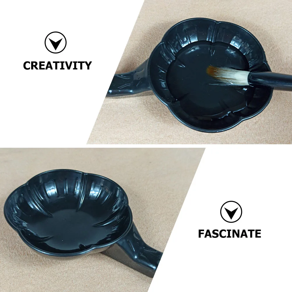 

12pcs Plum Dish Black Multifunctional Calligraphy Water Bowl Brush Holder Office Room Decor Stationery