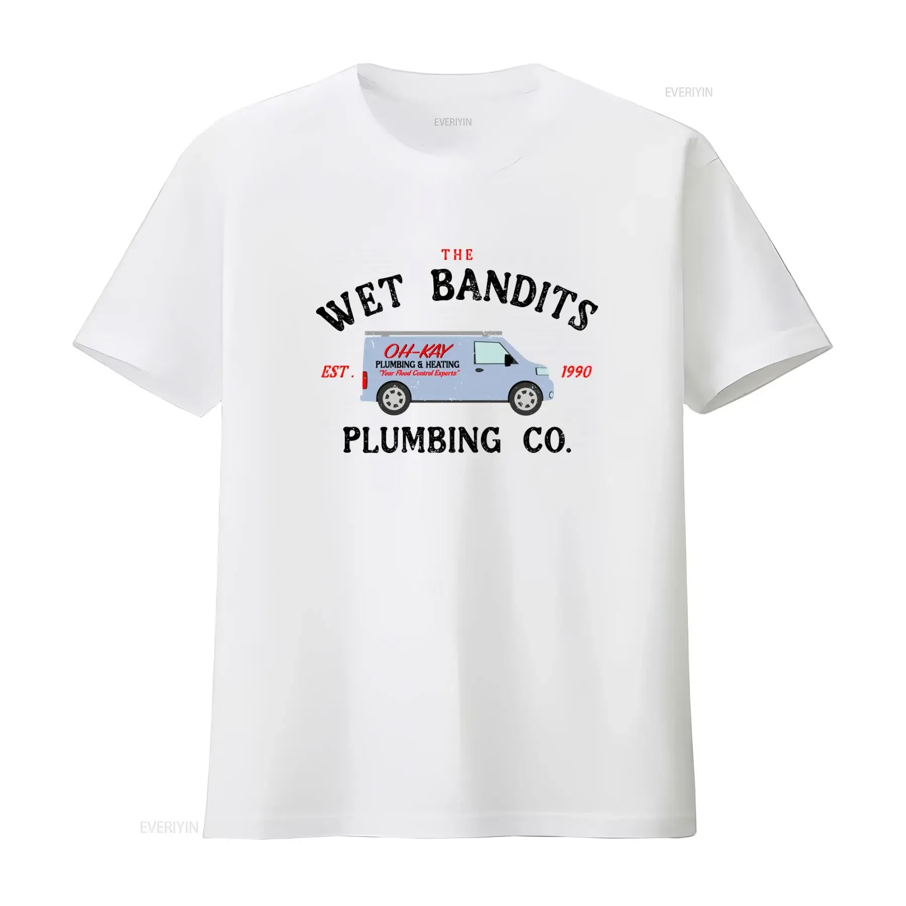 The Wet Bandits Plumbing Co T Shirt Home Alone Christmas Funny  vintage Washed graphic Breathable fashion Stretched Soft homme
