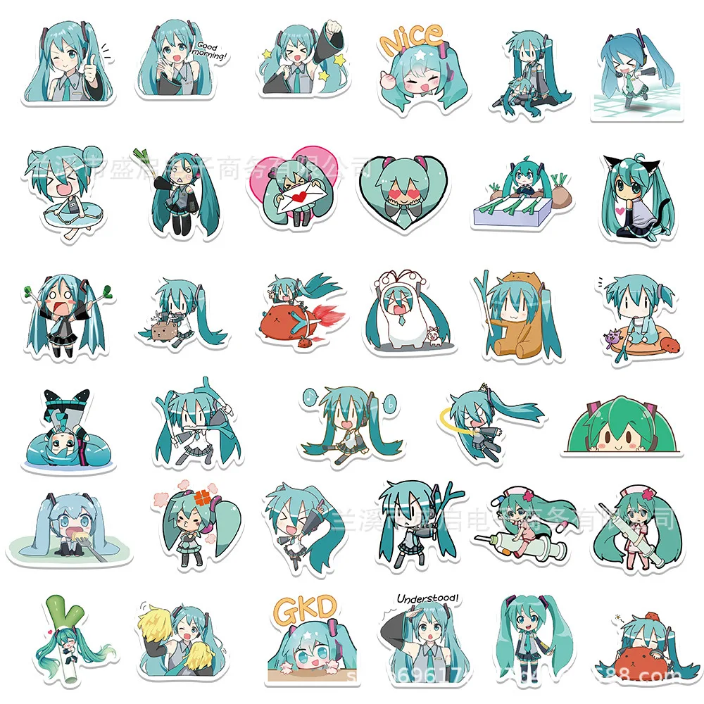 65Pcs/Set HATSUNE MIKU Series Cute Cartoon HD Printd Sticker Decoration Notebook Phone DIY Hand Account Diary Sticker Gifts