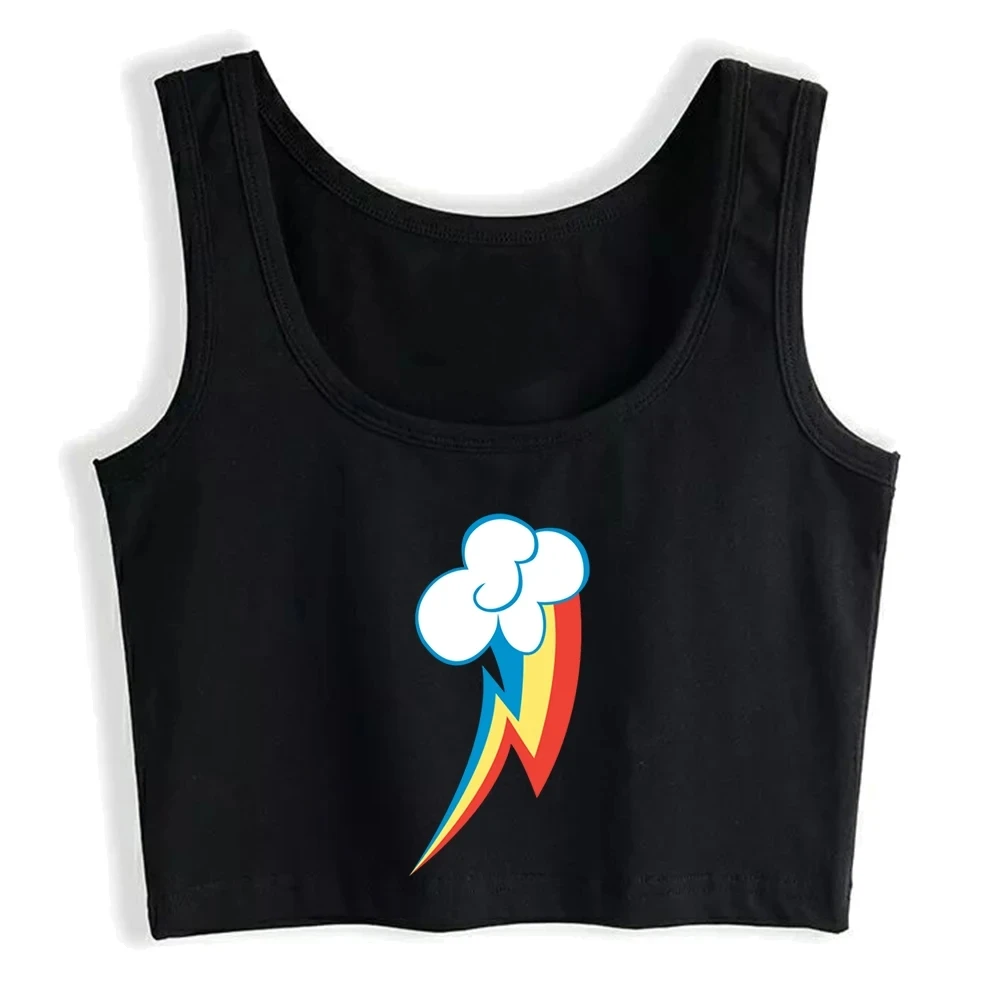 Rainbow Dash Graphics Cutie Sexy Slim Crop Top Street Fashion Funny Rock Tank Tops Girl\'s Anime Style Cotton Sports Camisole