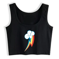 Rainbow Dash Graphics Cutie Sexy Slim Crop Top Street Fashion Funny Rock Tank Tops Girl's Anime Style Cotton Sports Camisole