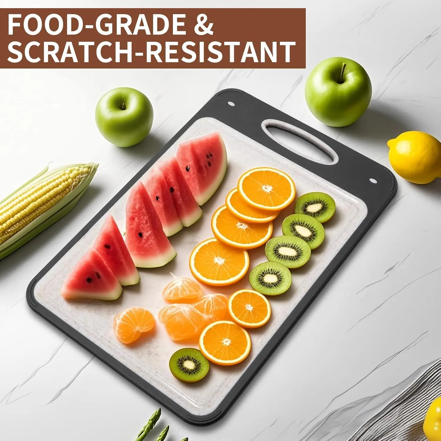 Dual-Sided Titanium Cutting Board: Metal for Meat/Fish & PP for Fruits/Veggies, Dishwasher Safe, Easy Clean