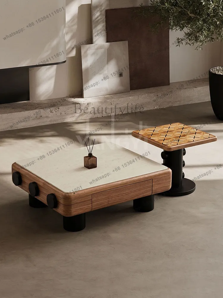 XX antique square living room household small apartment creative double pumping storage coffee table combination