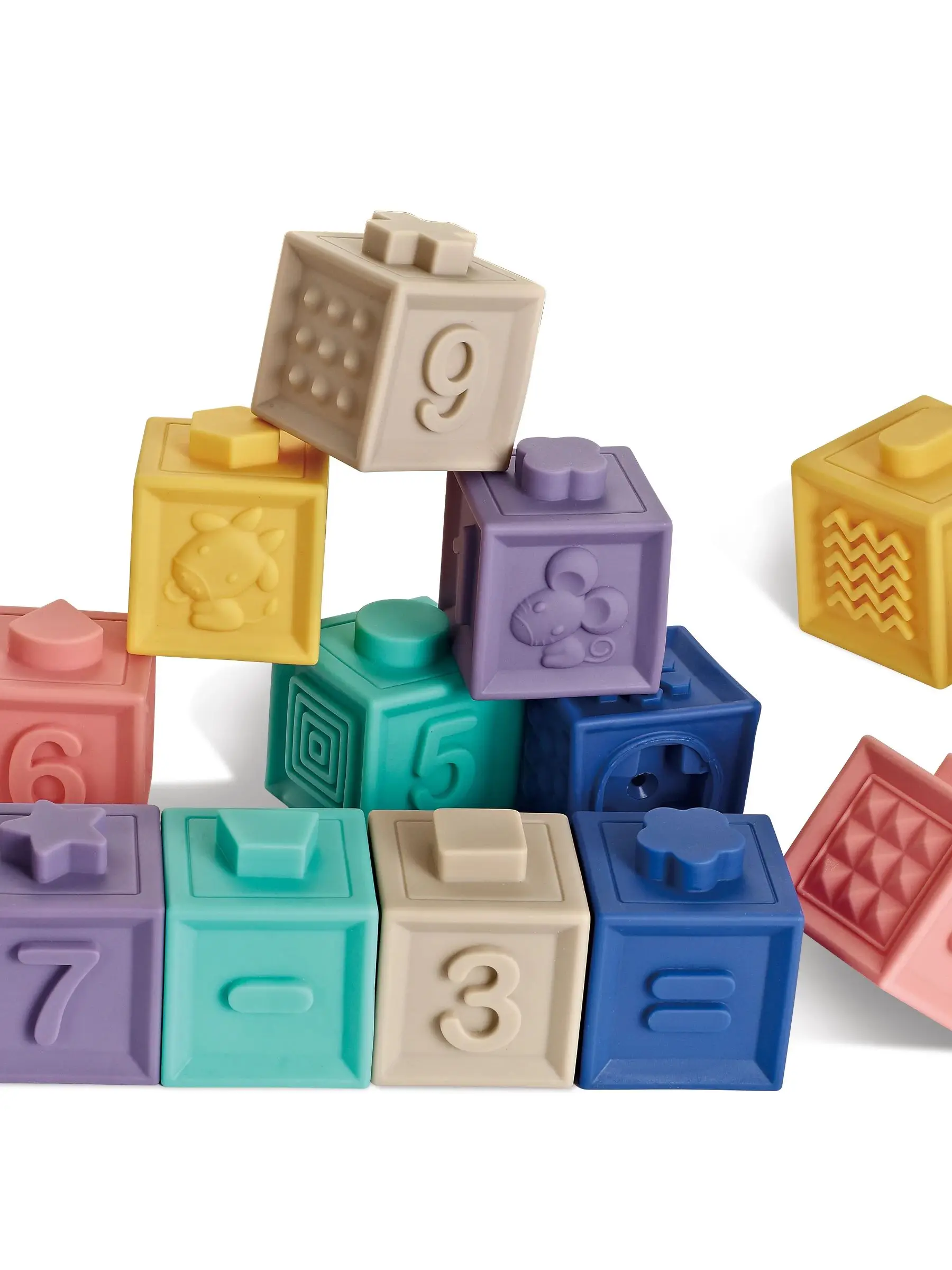 

Cross border baby children's silicone building blocks, silicone early education puzzle toys