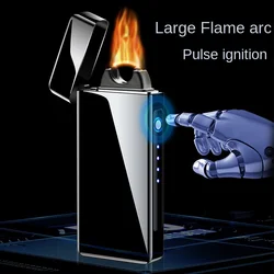 Gold Extra Large Curved Cigar Lighter USB Charging Plasma Cigar High Power Windproof Flame Electronic Lighter