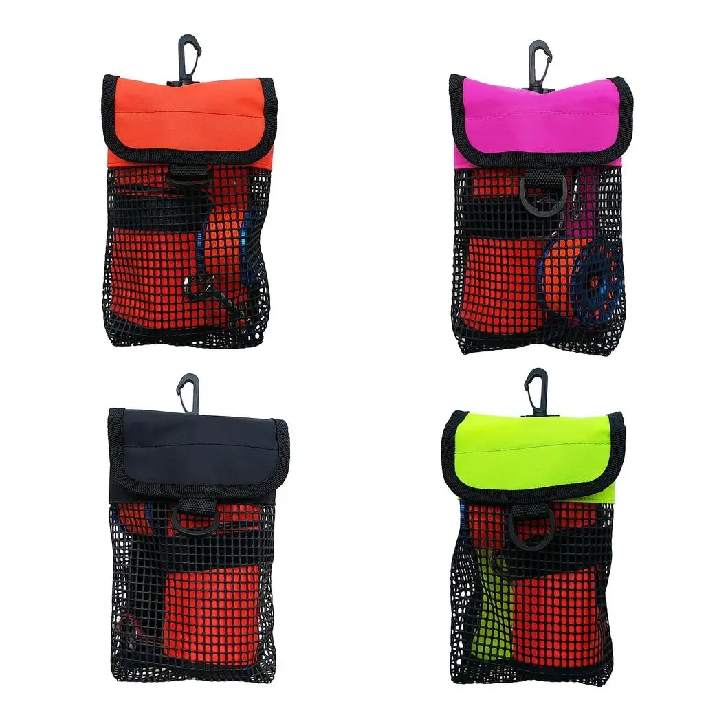 Scuba Diving Reel Bolt Snap & SMB Buoy Mesh Gear Bag Equipment Holder Carry Pouch - Choice of Colors
