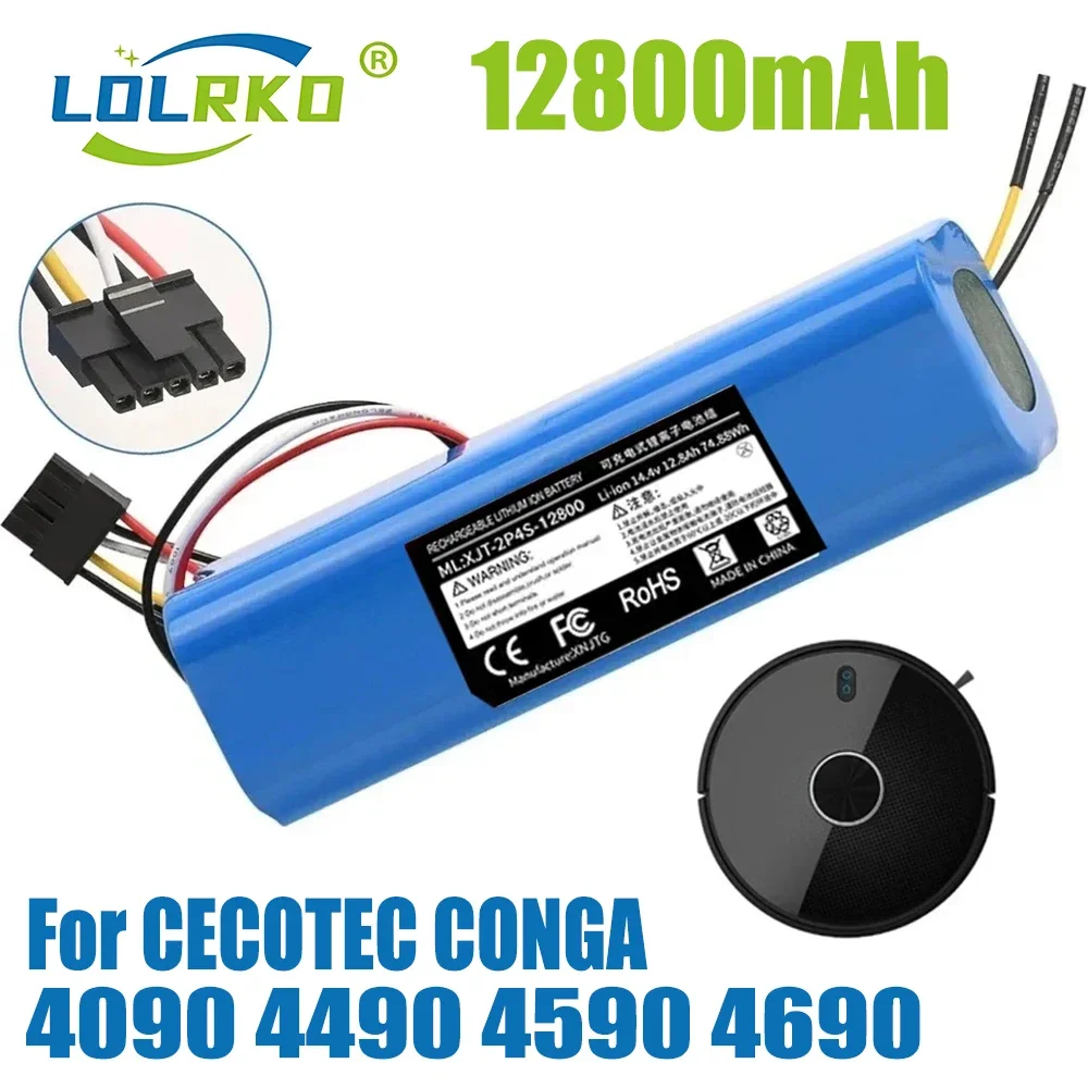 New 12800mAh Replacement Battery For CECOTEC CONGA 4090 4490 4590 4690 Robot Vacuum Cleaner Accessories Spare Parts Tool