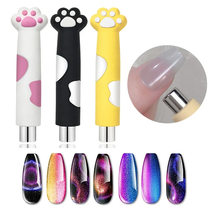 Nail Art Magnetic Pen Strong Cat Claw Handle Magnet Strip Cat Eyes Magnet Nail Gel Polish 3D Line Strip Effect Magnet Pen Tools