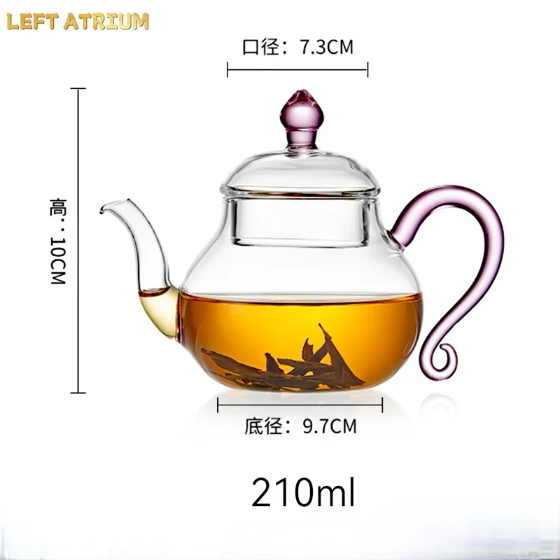 Small Capacity 210ml Heat Resistant Glass Teapot Kungfu Tea Set For One Person Brewing Green Tea Pot Home Tea Maker Teaware
